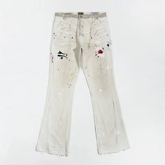 GALLERY DEPT. PAINTED CARPENTER FLARE Dirty White Splash Ink Woodworking Jeans