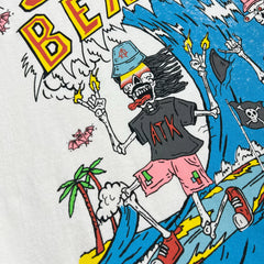GALLERY DEPT.SKELETON BEACH SURF TEE Beach Surfing Glitter Printed Short Sleeve T-shirt