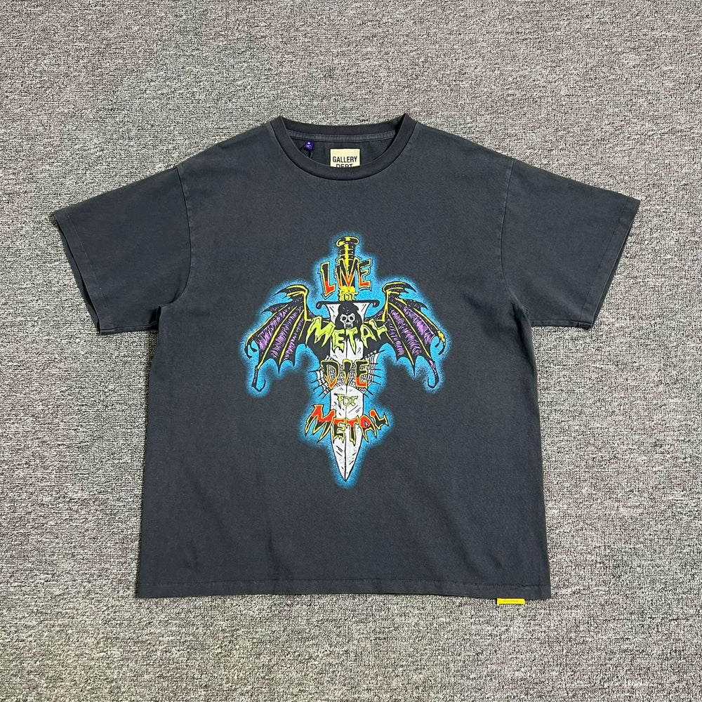 GALLERY DEPT. LIVE FOR METAL TEE 25 new washed and worn loose short sleeved T-shirt