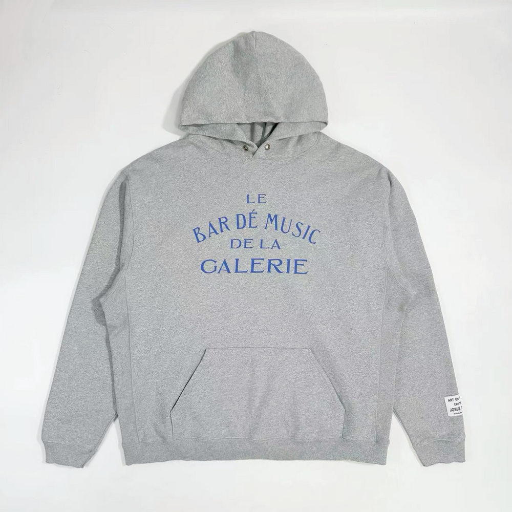 GALLERY DEPT. LE BAR VINTAGE HOODIE Hemp Grey Blue Alphabet Music Bar Hoodie Sweatshirt