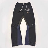 Gallery Dept hand-painted splashed ink letter print splicing micro pull pants, high street washed old pants