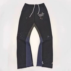 Gallery Dept hand-painted splashed ink letter print splicing micro pull pants, high street washed old pants