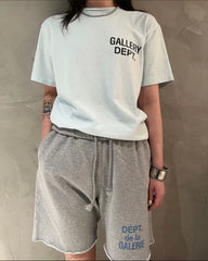 GALLERY DEPT FRENCH American High Street Hemp Grey French Letter Washed Outdated Hairy Shorts