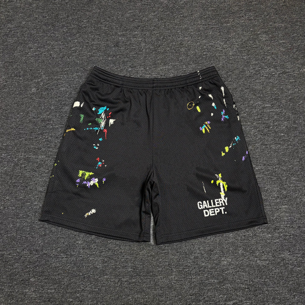 GALLERY DEPT. STUDIO GYM SHORTS hand-painted splashed ink mesh sports letter shorts
