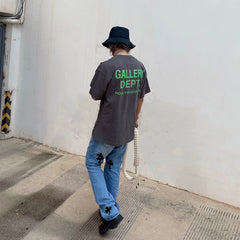 GALLERY DEPT New Pink Letter Logo Basic Slogan Print Cotton Loose Short Sleeve T-shirt TEE Trendy