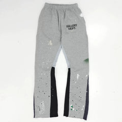 Gallery Dept hand-painted splashed ink letter print splicing micro pull pants, high street washed old pants