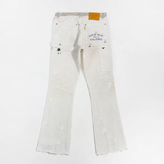 GALLERY DEPT. PAINTED CARPENTER FLARE Dirty White Splash Ink Woodworking Jeans