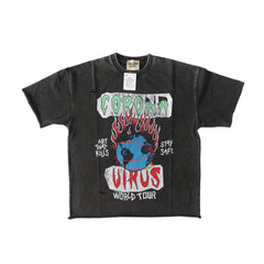 GALLERY DEPT VINTAGE Retro Piercing Round Neck Cotton Short Sleeve T-shirt