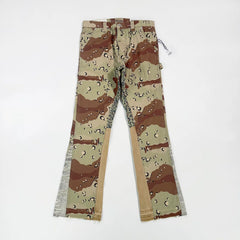 GALLERY DEPT CARPENTER FLARE khaki desert camouflage leopard print patchwork micro horn work pants