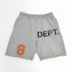 CDIARY自主GALLERY DEPT花灰色8号字母印花磨边毛边美式高街短裤