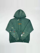 GALLERY DEPT. CENTER LOGO HOODIE, dark green, splashed ink, wash water, make old hoodies and hoodies