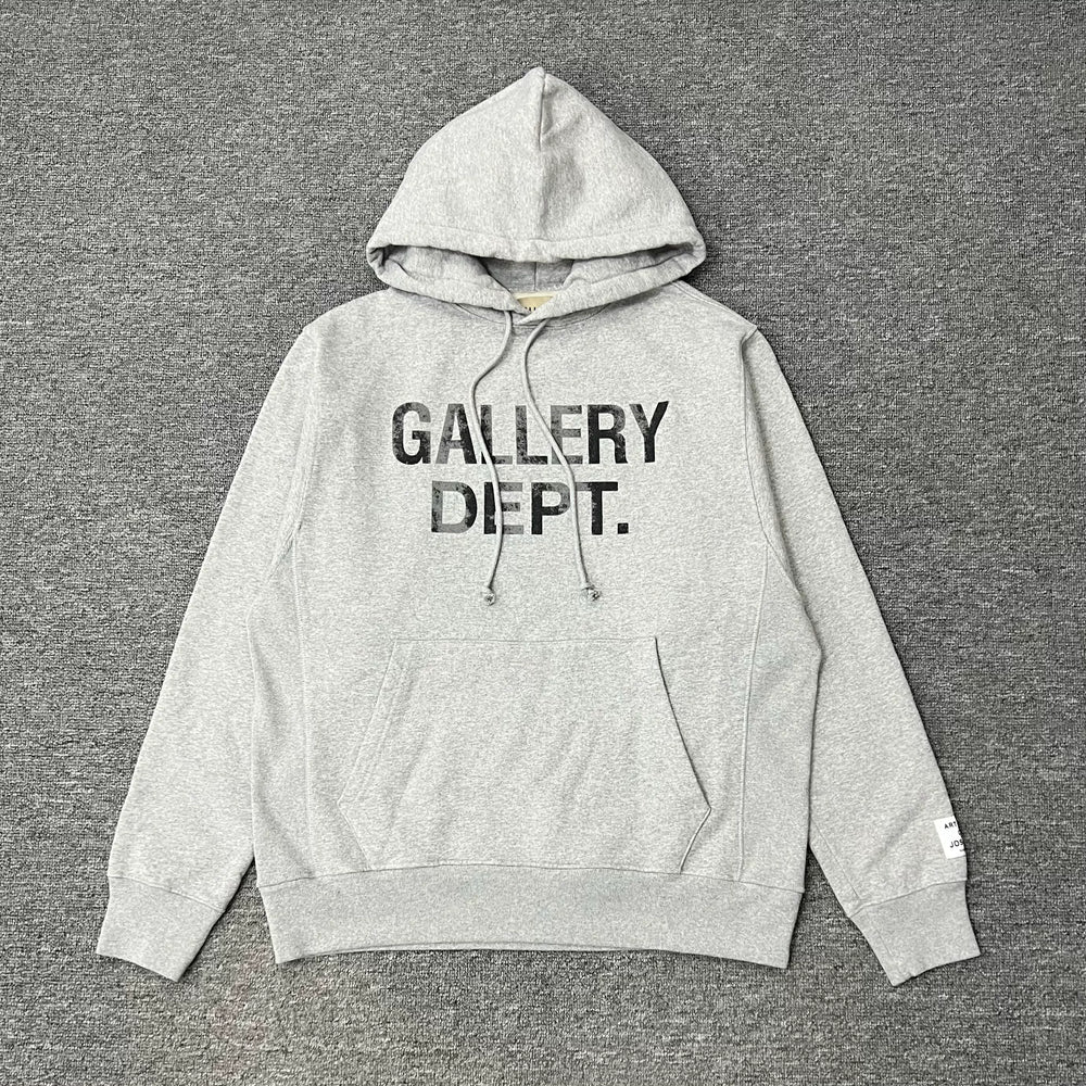 GALLERY DEPT.CENTER LOGO HOODIE Washed Letter Printed Loose Hoodie Sweatshirt for Men