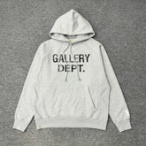 GALLERY DEPT.CENTER LOGO HOODIE Washed Letter Printed Loose Hoodie Sweatshirt for Men