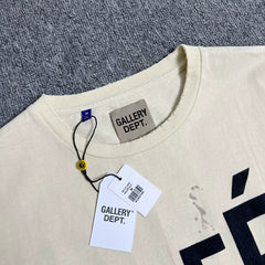 GEIIARK DEPT High Street Trendy T-shirt Coffee Shop Letter Printing Creative Fun Washed Casual Short Sleeve T-shirt