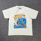 GALLERY DEPT.SKELETON BEACH SURF TEE Beach Surfing Glitter Printed Short Sleeve T-shirt