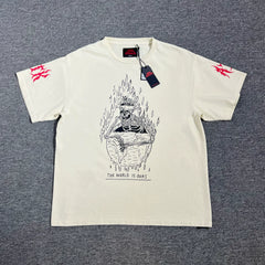 GALLERY DEPT. THE WORLD IS OURS TEE Skull Flame Printed High Street Short sleeved T-shirt