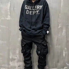 GALLERY DEPT Black Basic Letter Retro Washwater Vintage European and American Hip Hop Trendy Brand High Street Hoodie Hat
