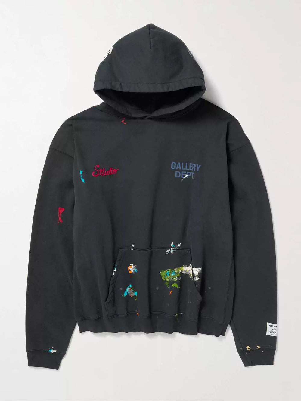 GALLERY DEPT. ART ON PLAY HOODIE Leather Label Hand drawn Ink Splashing Old Hoodie Sweatshirt