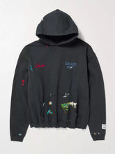 GALLERY DEPT. ART ON PLAY HOODIE Leather Label Hand drawn Ink Splashing Old Hoodie Sweatshirt