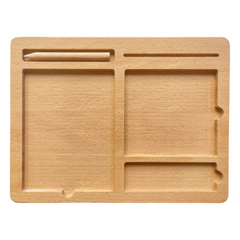 Wooden 3-Part Educational Activity & Sand Tray with Card Slot and Wooden Pe