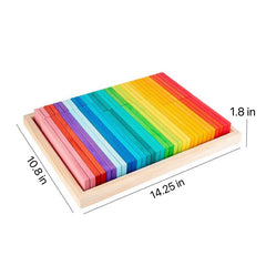 **Pre-order (Ships in 2-3 Weeks)**64 PCS STAINED Large Wooden Rainbow Building Slats with Storage Tray