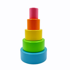 5 Pcs Wooden Stacking & Nesting Cup Bowl Set – Pastel / Macaron