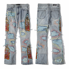 West Coast Choppers Distressed Painted Denim Jeans