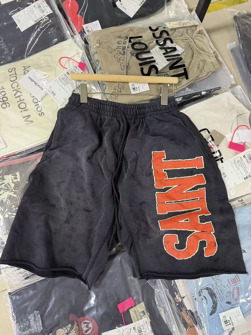 Saint Michael Distressed Vintage Effect Large Graphic Logo Sweat Shorts
