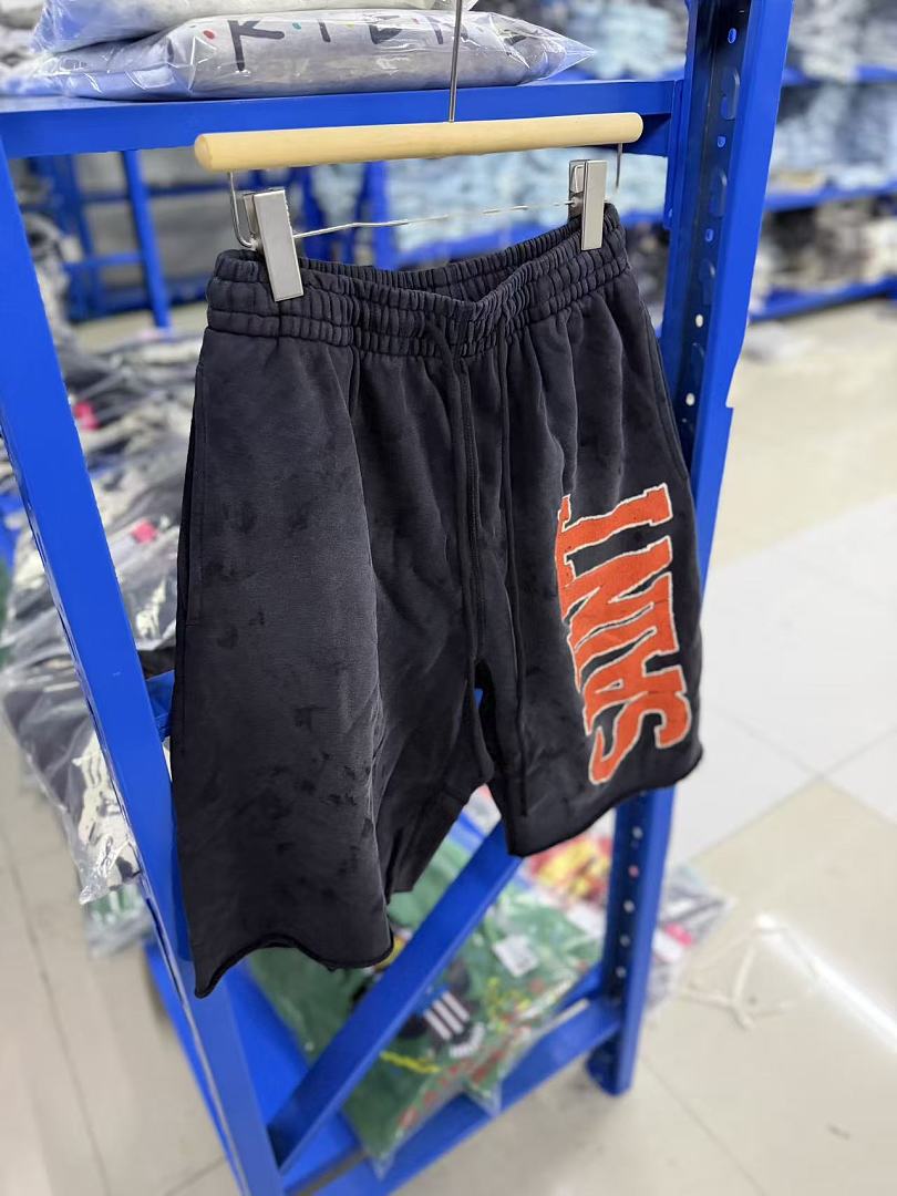 Saint Michael Distressed Vintage Effect Large Graphic Logo Sweat Shorts