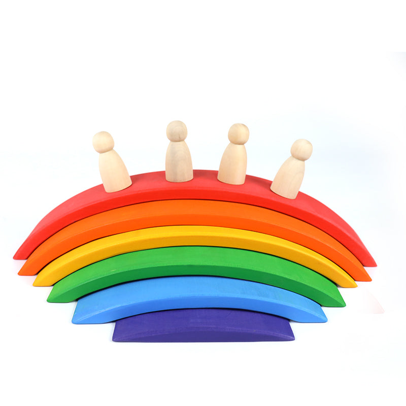 **Pre-order (Ships in 2-3 Weeks)**6 Pcs Wooden Rainbow Bridge Stacking Building Blocks