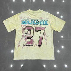 MAJESTIK Washed Eagle Rhinestone Graphic T-Shirt