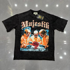 MAJESTIK Graphic Portrait Lettering T-Shirt