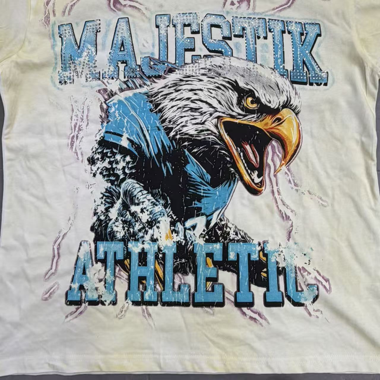 MAJESTIK Washed Eagle Rhinestone Graphic T-Shirt