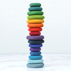 **Pre-order (Ships in 2-3 Weeks)**20-Piece Stained Wooden Stacking Pebbles Set