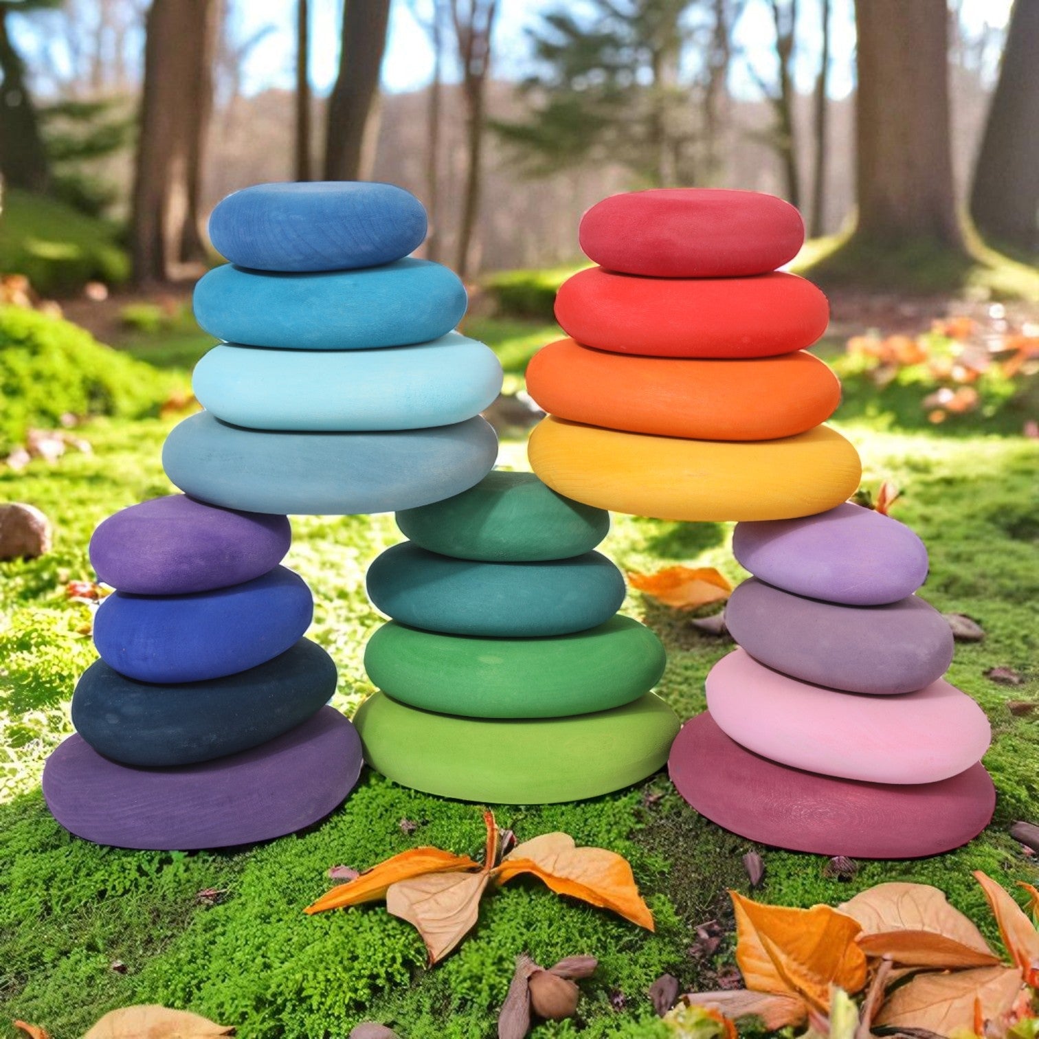 **Pre-order (Ships in 2-3 Weeks)**20-Piece Stained Wooden Stacking Pebbles Set