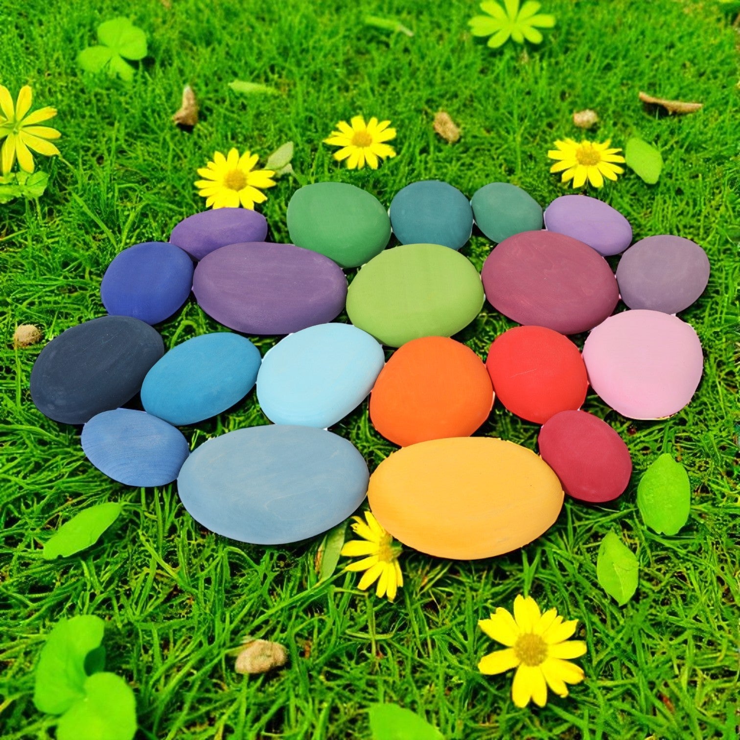 **Pre-order (Ships in 2-3 Weeks)**20-Piece Stained Wooden Stacking Pebbles Set
