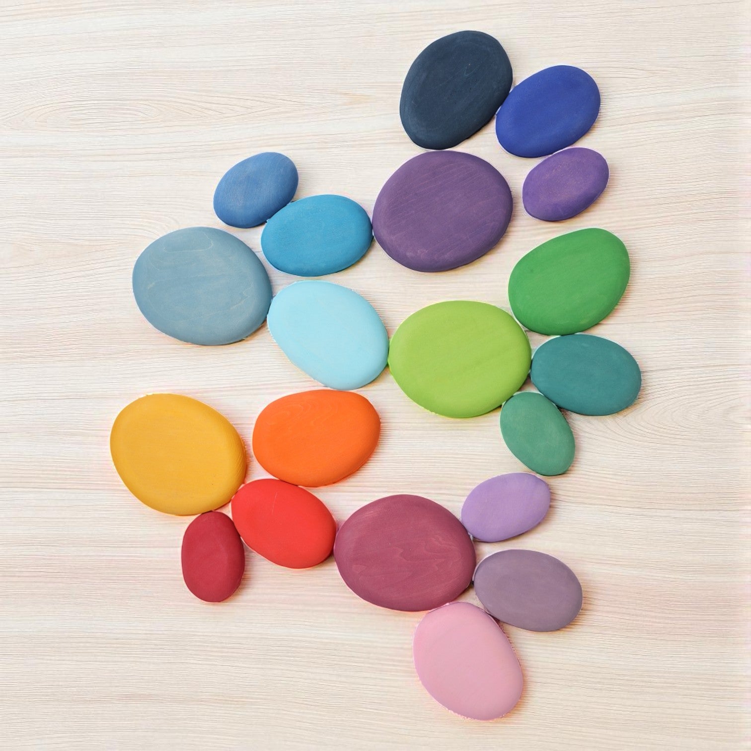 **Pre-order (Ships in 2-3 Weeks)**20-Piece Stained Wooden Stacking Pebbles Set