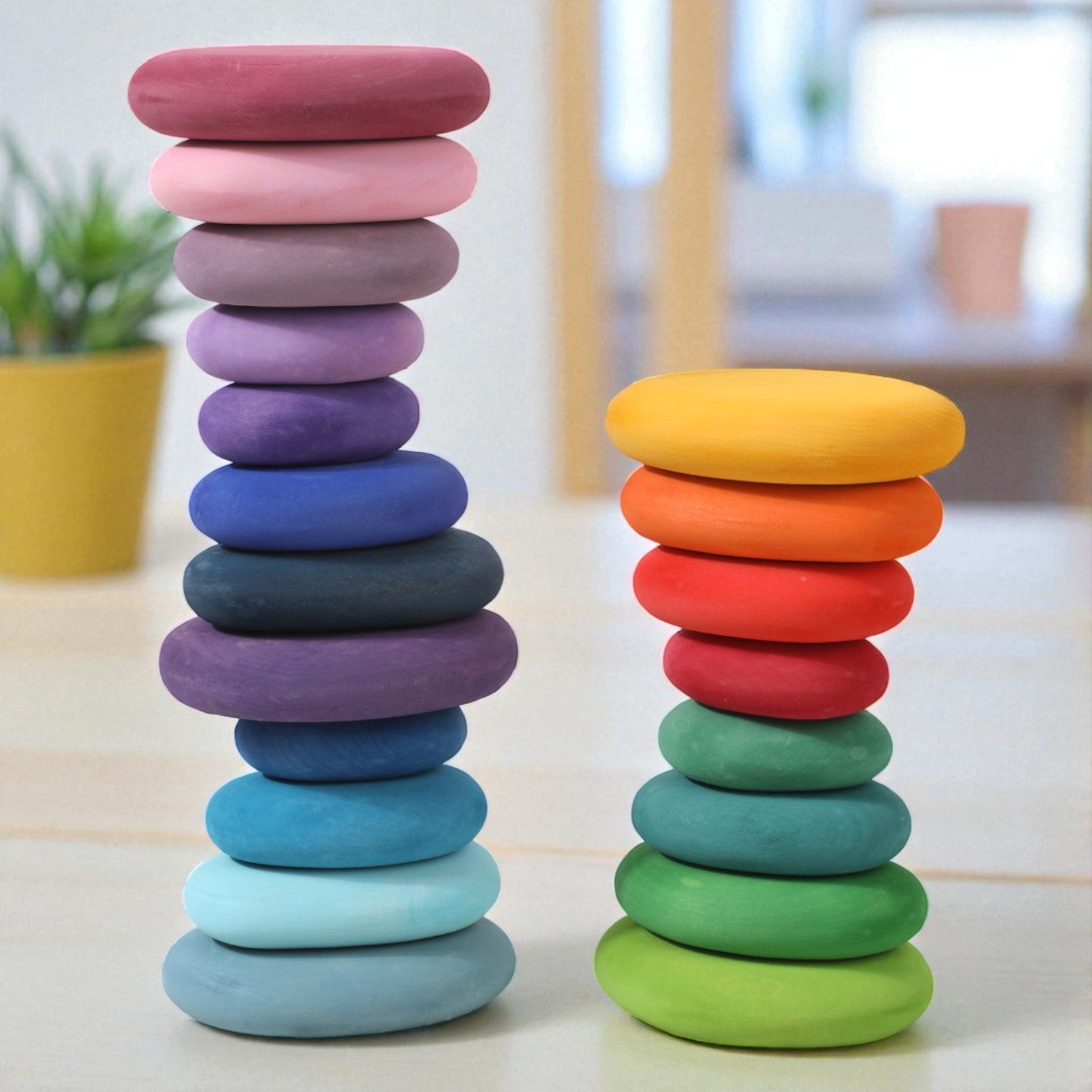 **Pre-order (Ships in 2-3 Weeks)**20-Piece Stained Wooden Stacking Pebbles Set