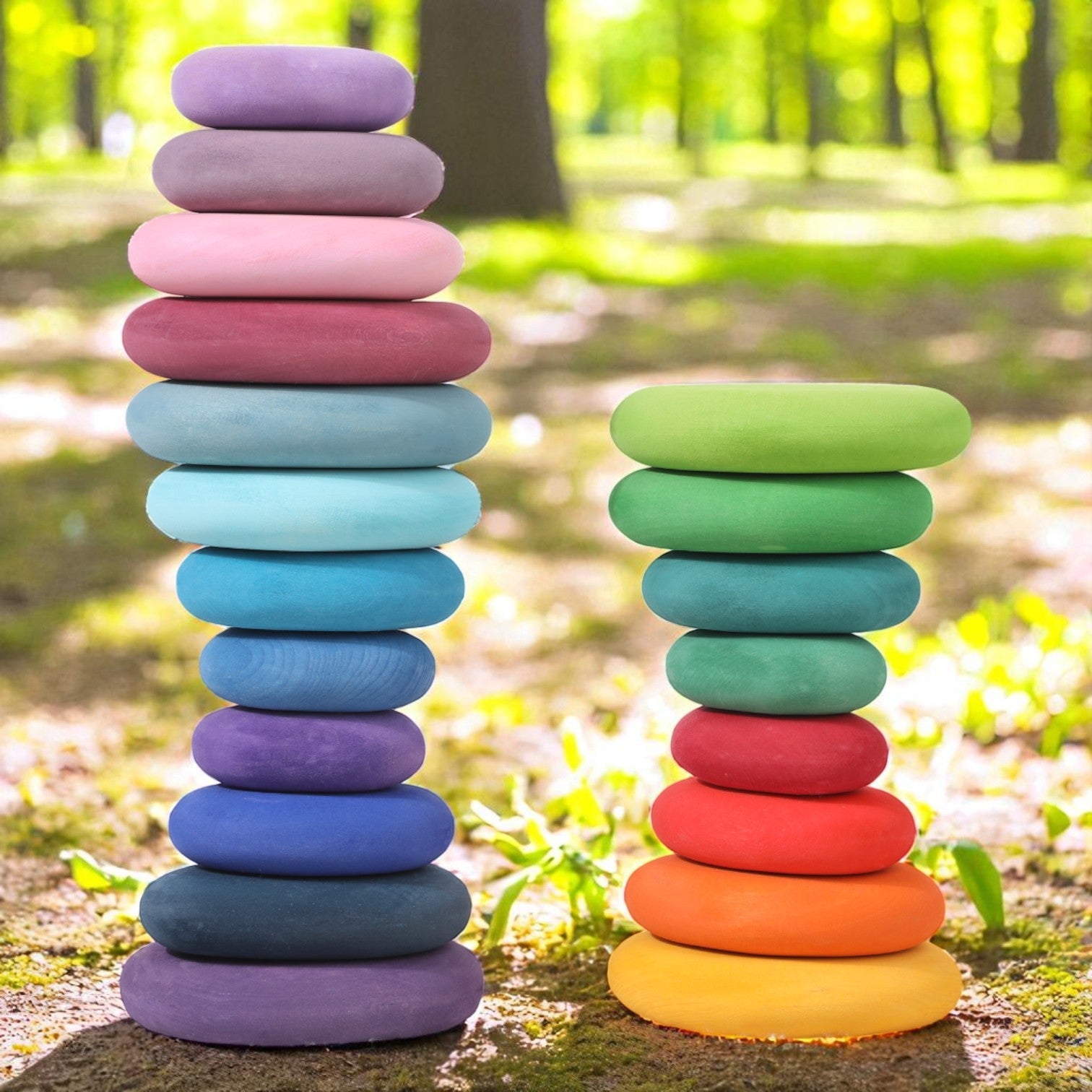 **Pre-order (Ships in 2-3 Weeks)**20-Piece Stained Wooden Stacking Pebbles Set