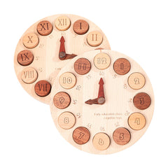 **Pre-order (Ships in 1-2 Weeks)**Wooden Cognitive Learning Clock – Dual-Sided Time Recognition Toy with Roman and Arabic Numerals
