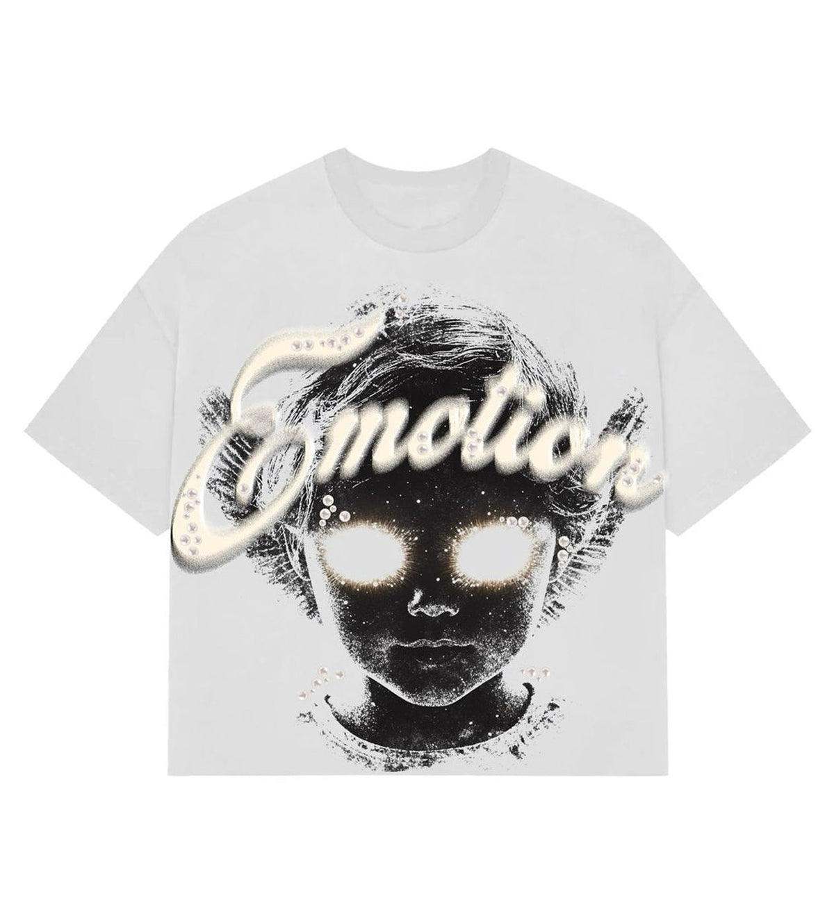 Mixed Emotions Pearl Cropped Tee White