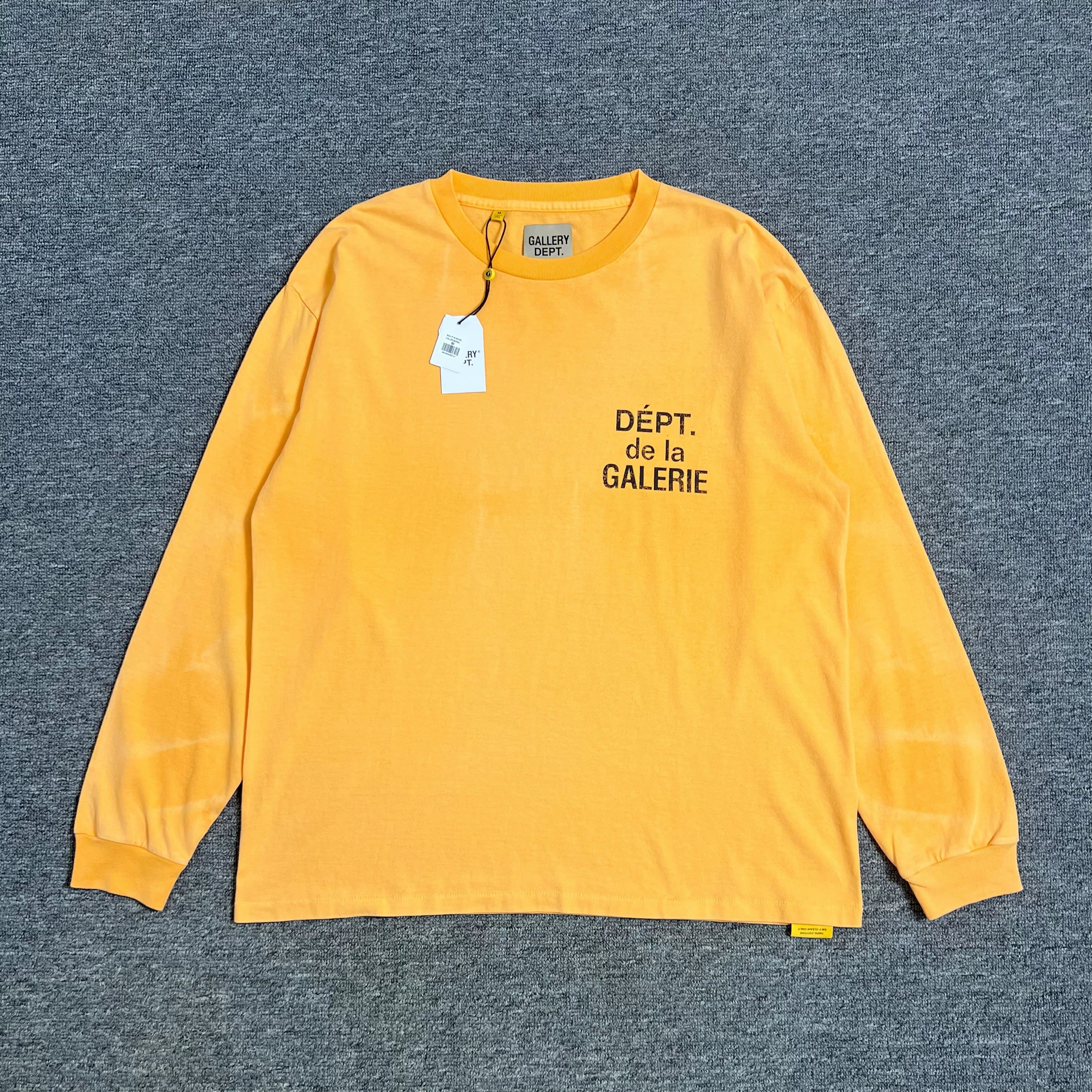 GALLERY DEPT.FRENCH L/S TEE water washed distressed loose round neck water ripple long sleeved T-shirt