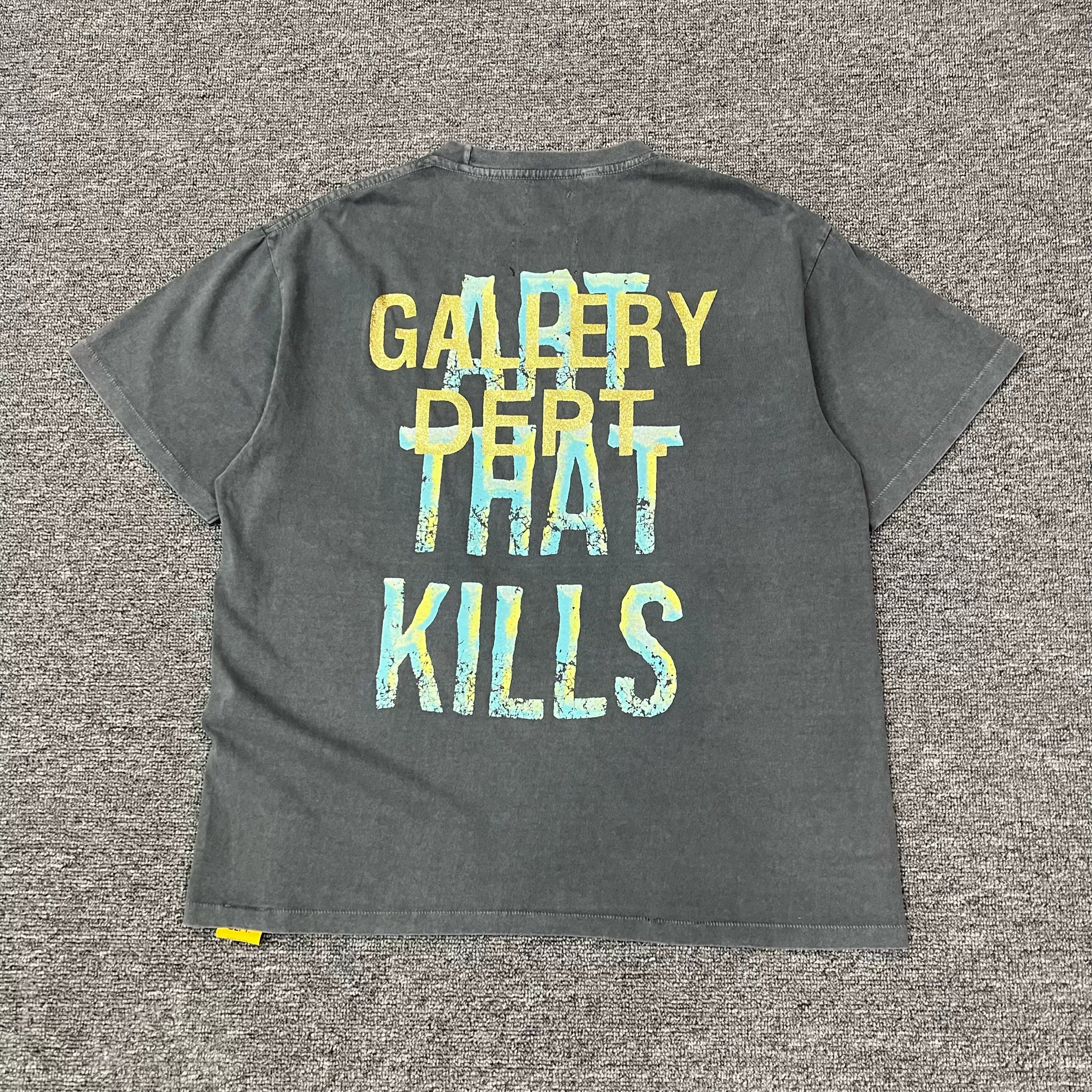 GALLERY DEPT.BROKEN ATK VINTAGE TEE Shattered Letter Printed Short Sleeve High Street T-shirt for Men