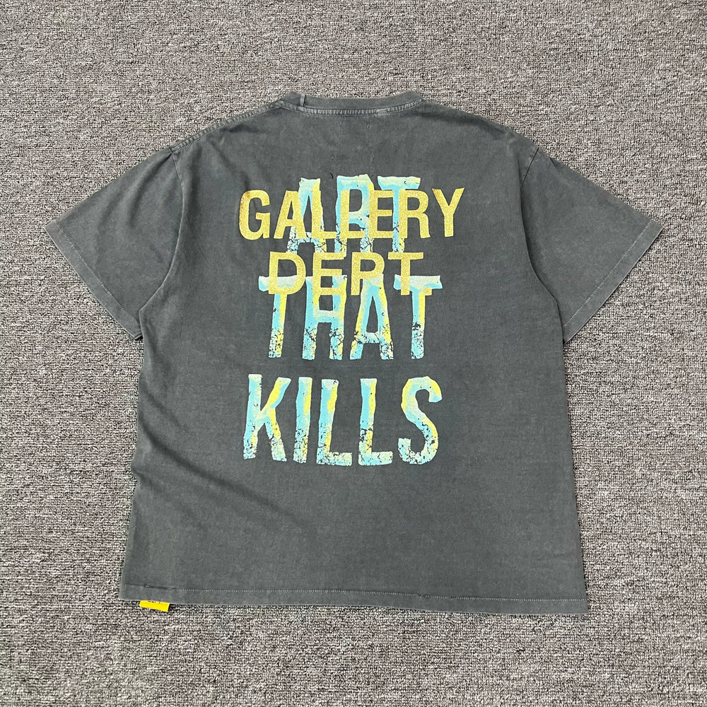 GALLERY DEPT.BROKEN ATK VINTAGE TEE Shattered Letter Printed Short Sleeve High Street T-shirt for Men