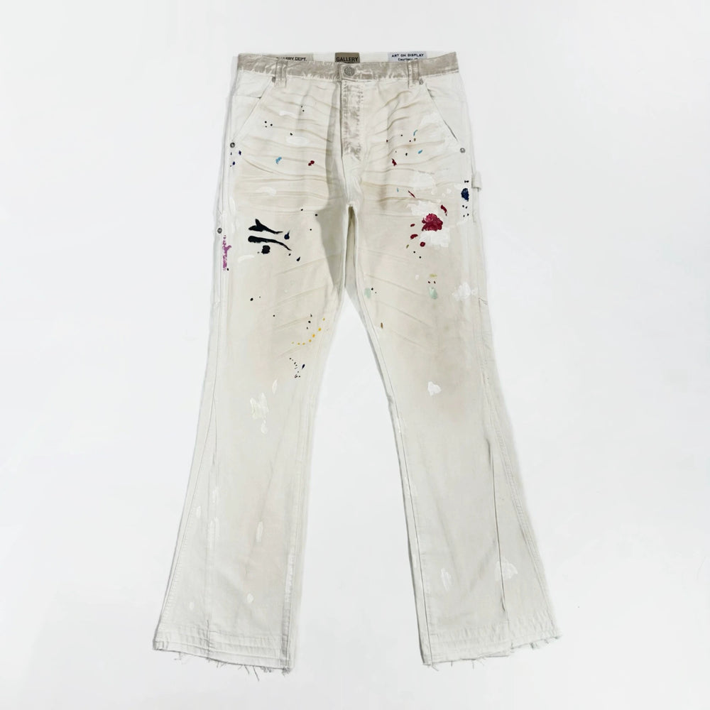 GALLERY DEPT. PAINTED CARPENTER FLARE Dirty White Splash Ink Woodworking Jeans