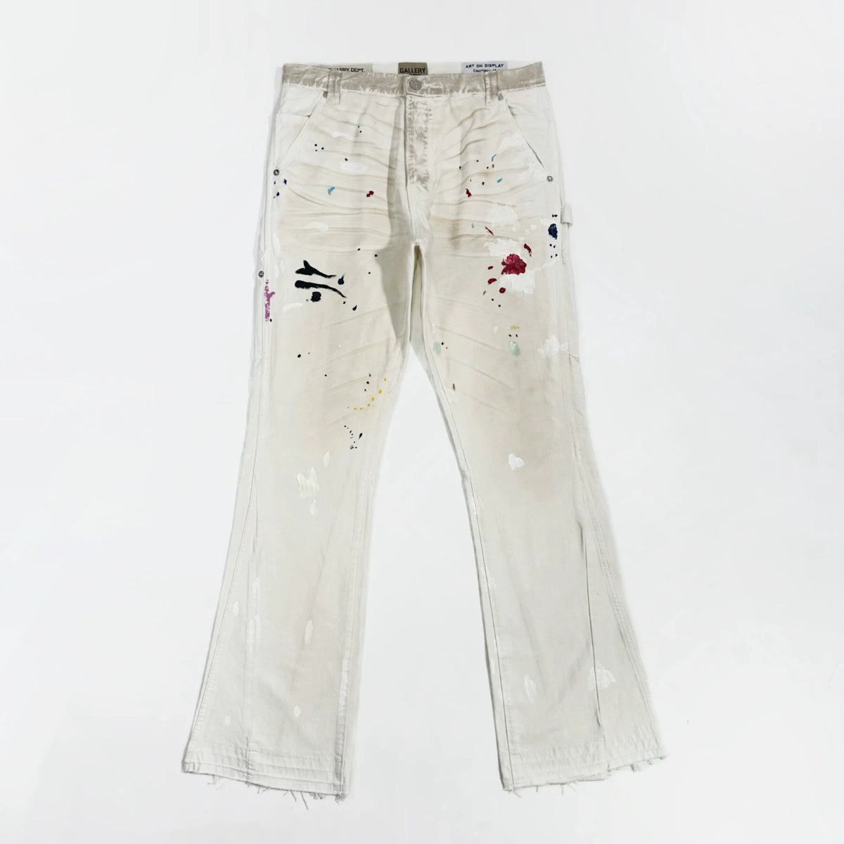 GALLERY DEPT. PAINTED CARPENTER FLARE Dirty White Splash Ink Woodworking Jeans