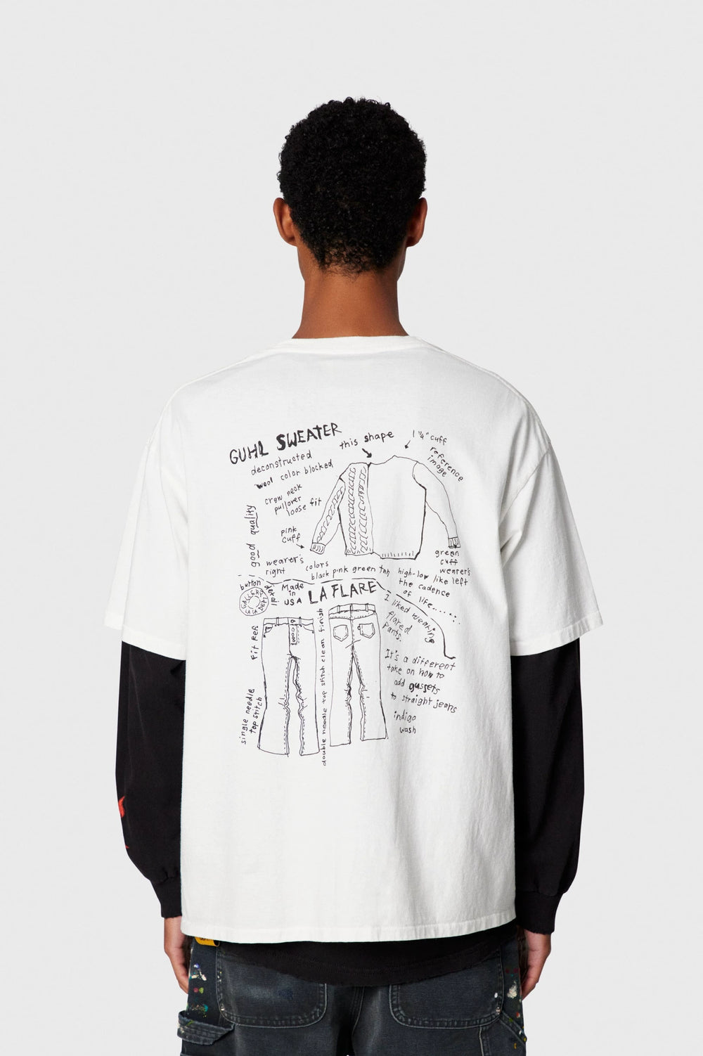 GALLERY DEPT. MOODY TEE WHITE French Graffiti Design Draft Printed Short Sleeve T-shirt