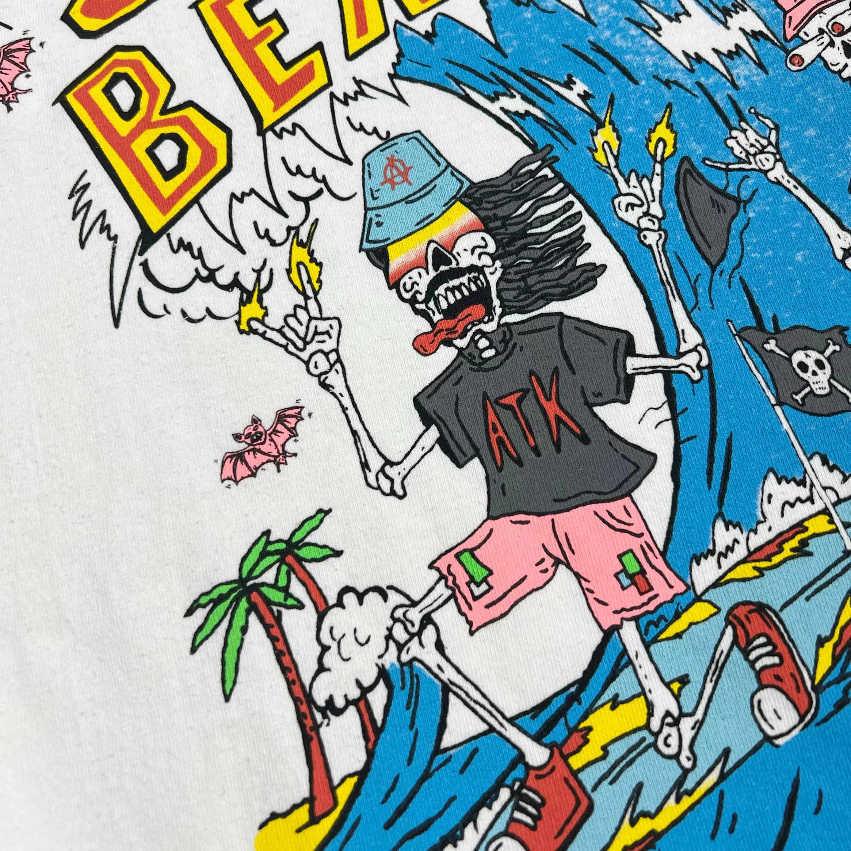 GALLERY DEPT.SKELETON BEACH SURF TEE Beach Surfing Glitter Printed Short Sleeve T-shirt