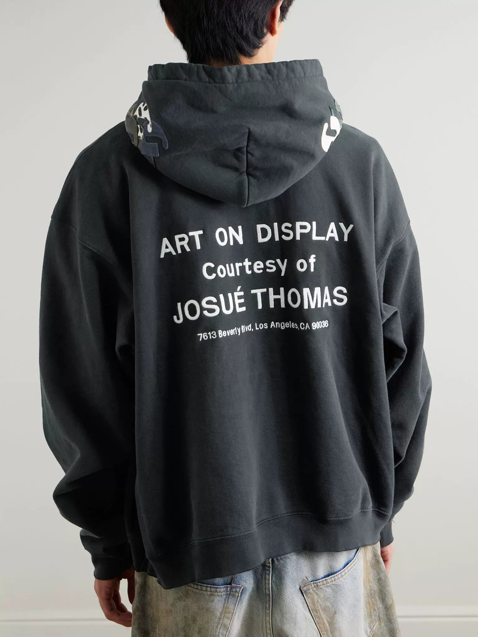 GALLERY DEPT. ART ON PLAY HOODIE Leather Label Hand drawn Ink Splashing Old Hoodie Sweatshirt