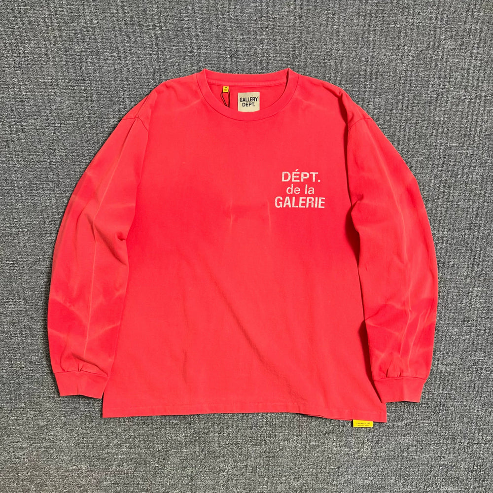 GALLERY DEPT.FRENCH L/S TEE water washed distressed loose round neck water ripple long sleeved T-shirt
